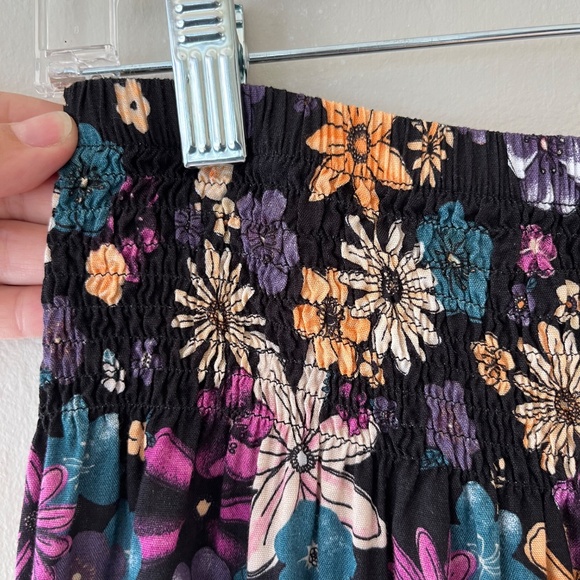 Lotus and Tuna Harem Pants Black Floral Ruched Elastic Waist Wide Leg Size S M - Picture 5 of 6